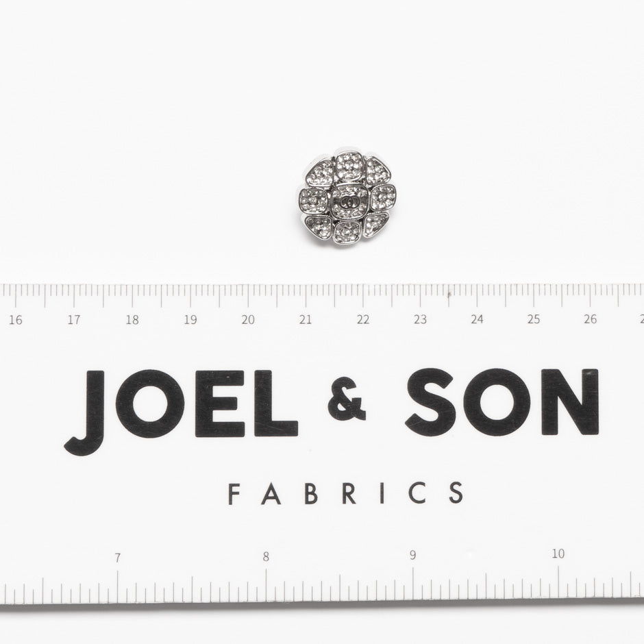 Medium Silver Diamanté Floral Dress Button