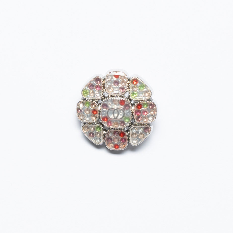 Multi-Coloured Diamanté Floral Dress Button