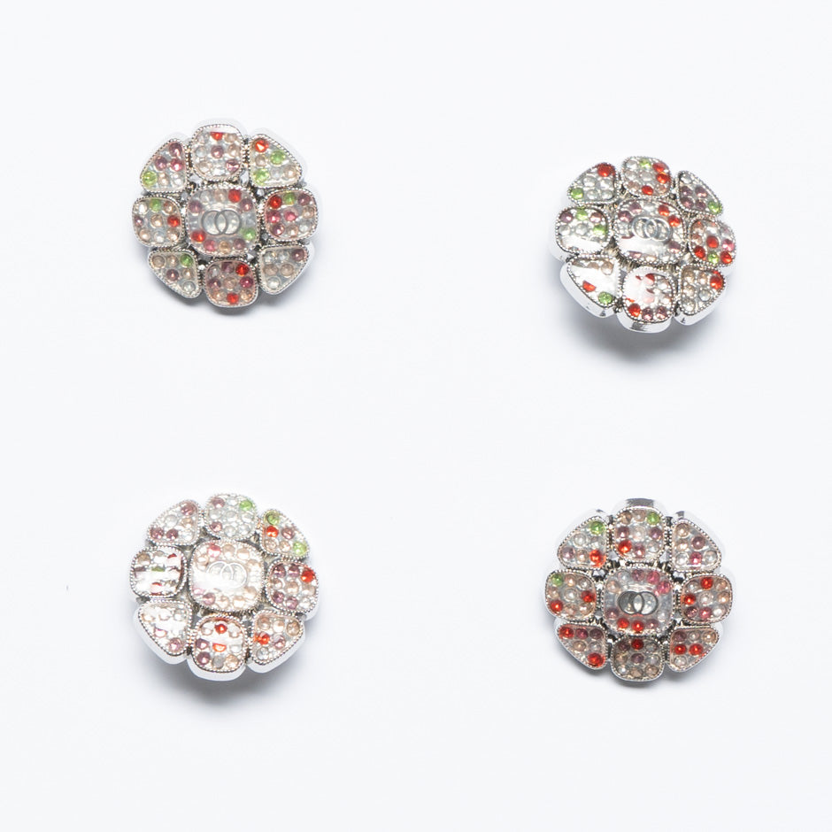 Multi-Coloured Diamanté Floral Dress Button