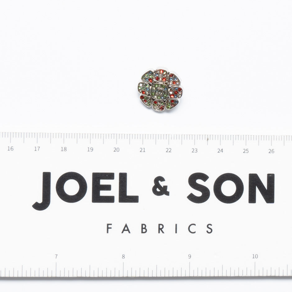 Medium Multi-Coloured Diamanté Floral Dress Button