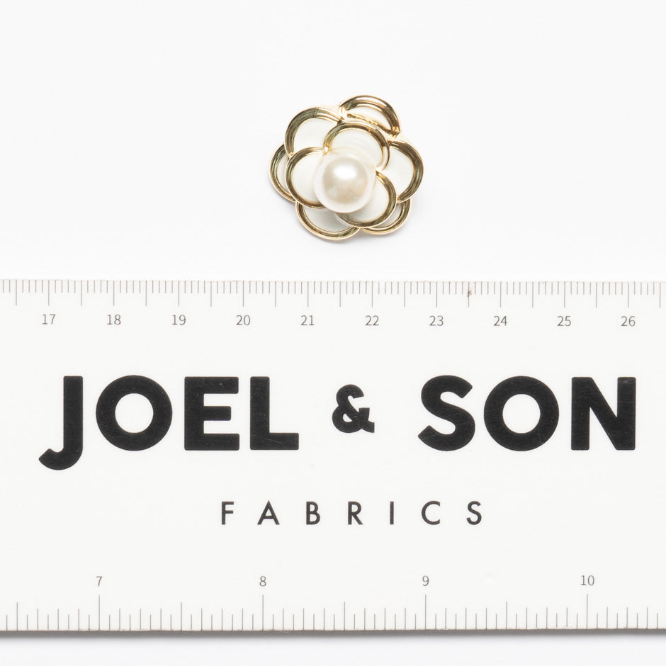 Pearl & Enamel Gold Floral Dress Button