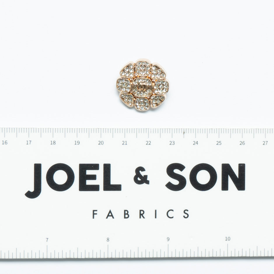 Gold Diamanté Floral Dress Button