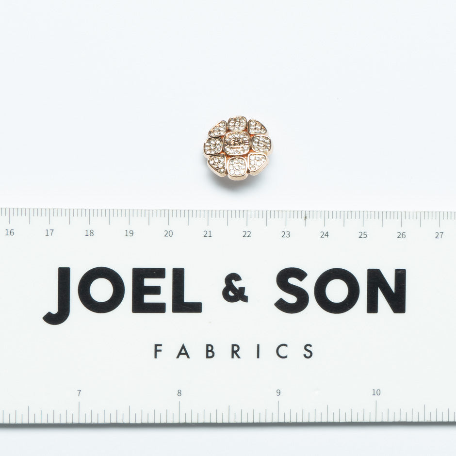 Medium Gold Diamanté Floral Dress Button