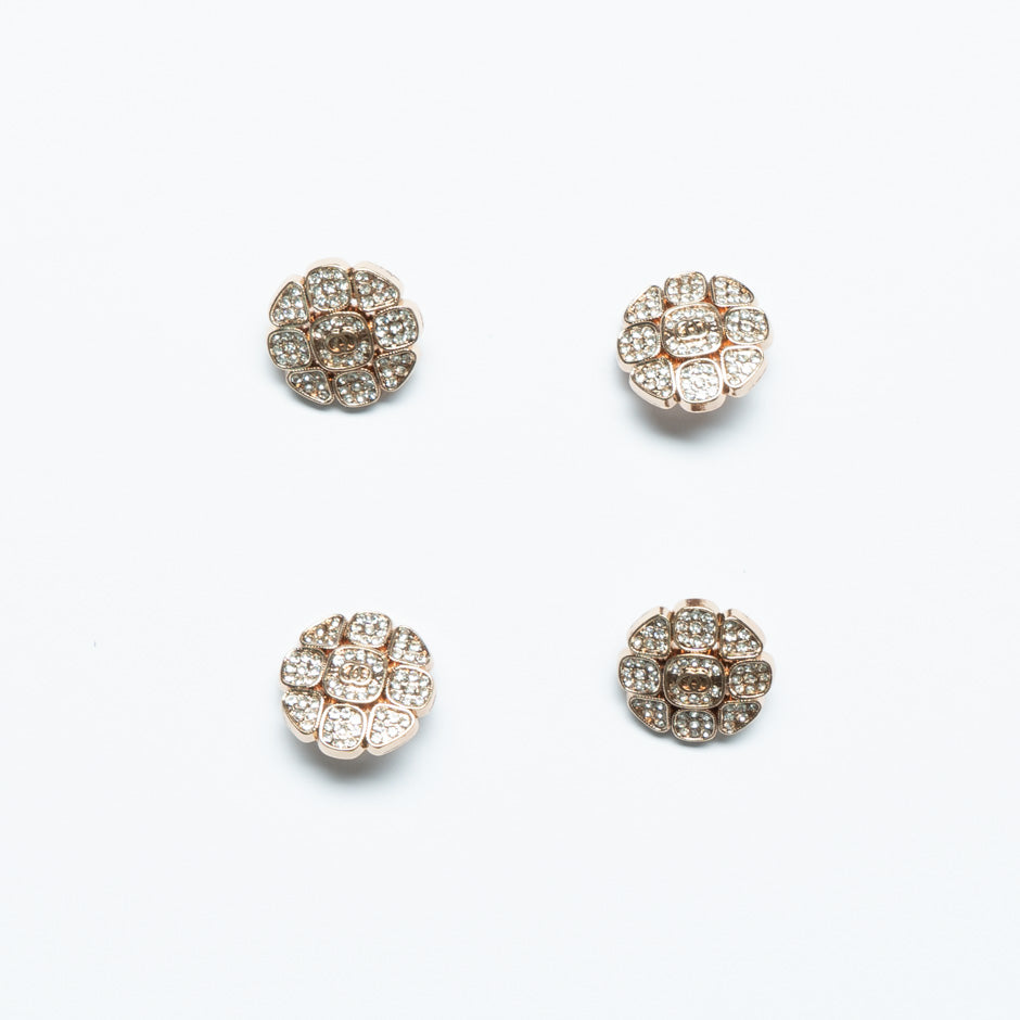 Medium Gold Diamanté Floral Dress Button
