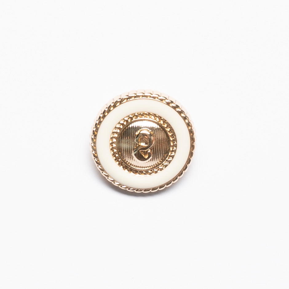 Cream Enamel Round Gold Button