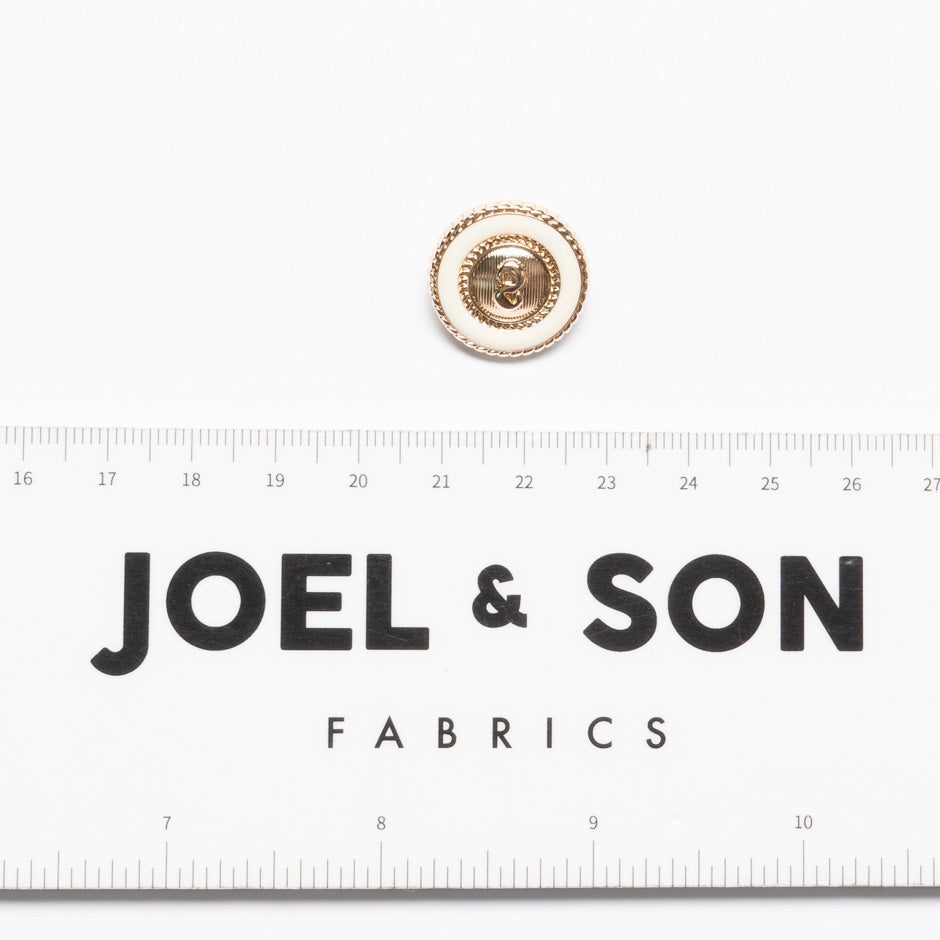 Cream Enamel Round Gold Button
