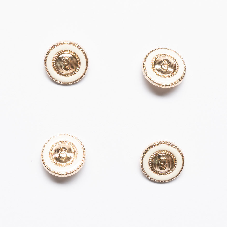 Cream Enamel Round Gold Button
