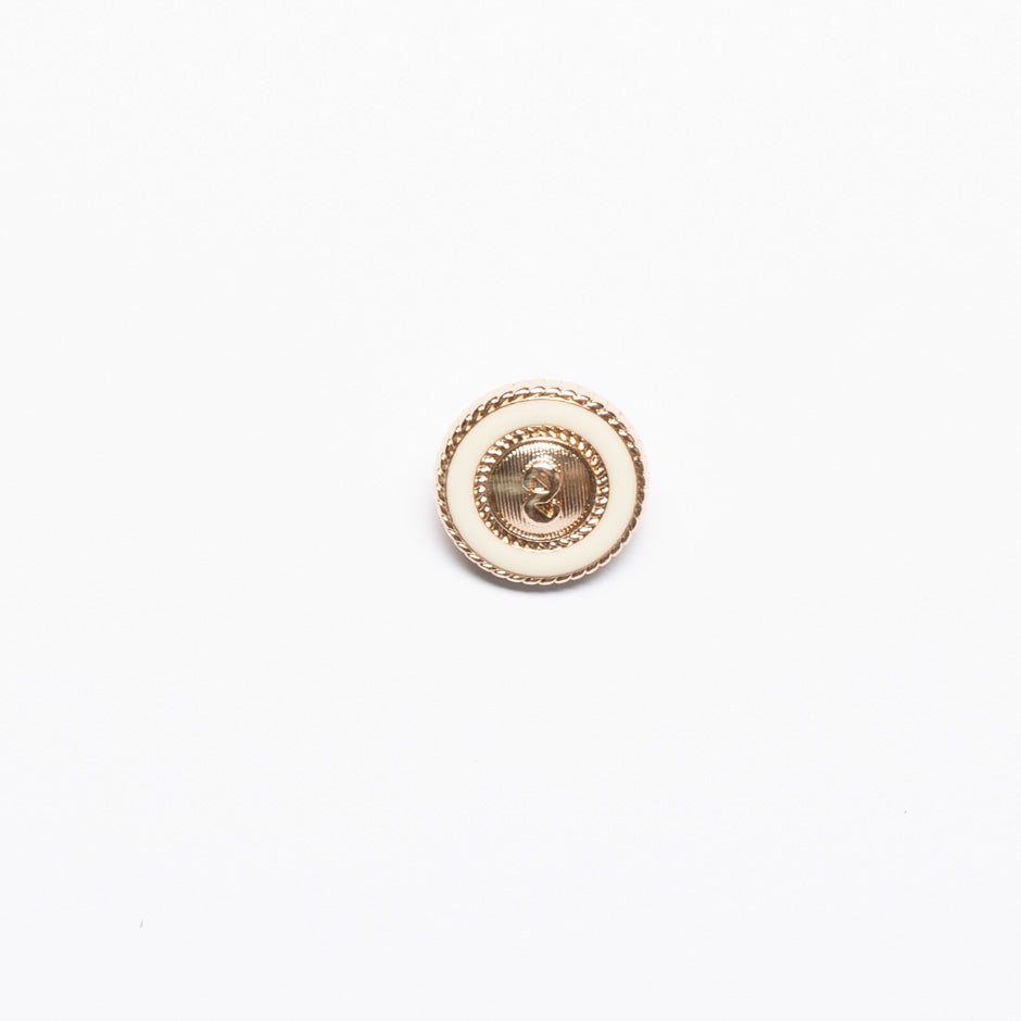 Small Cream Enamel Round Gold Button