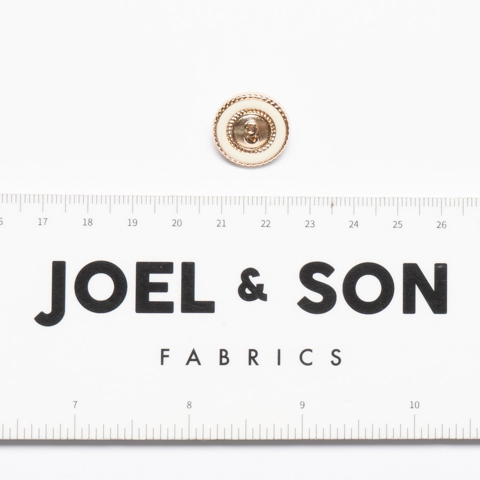 Small Cream Enamel Round Gold Button