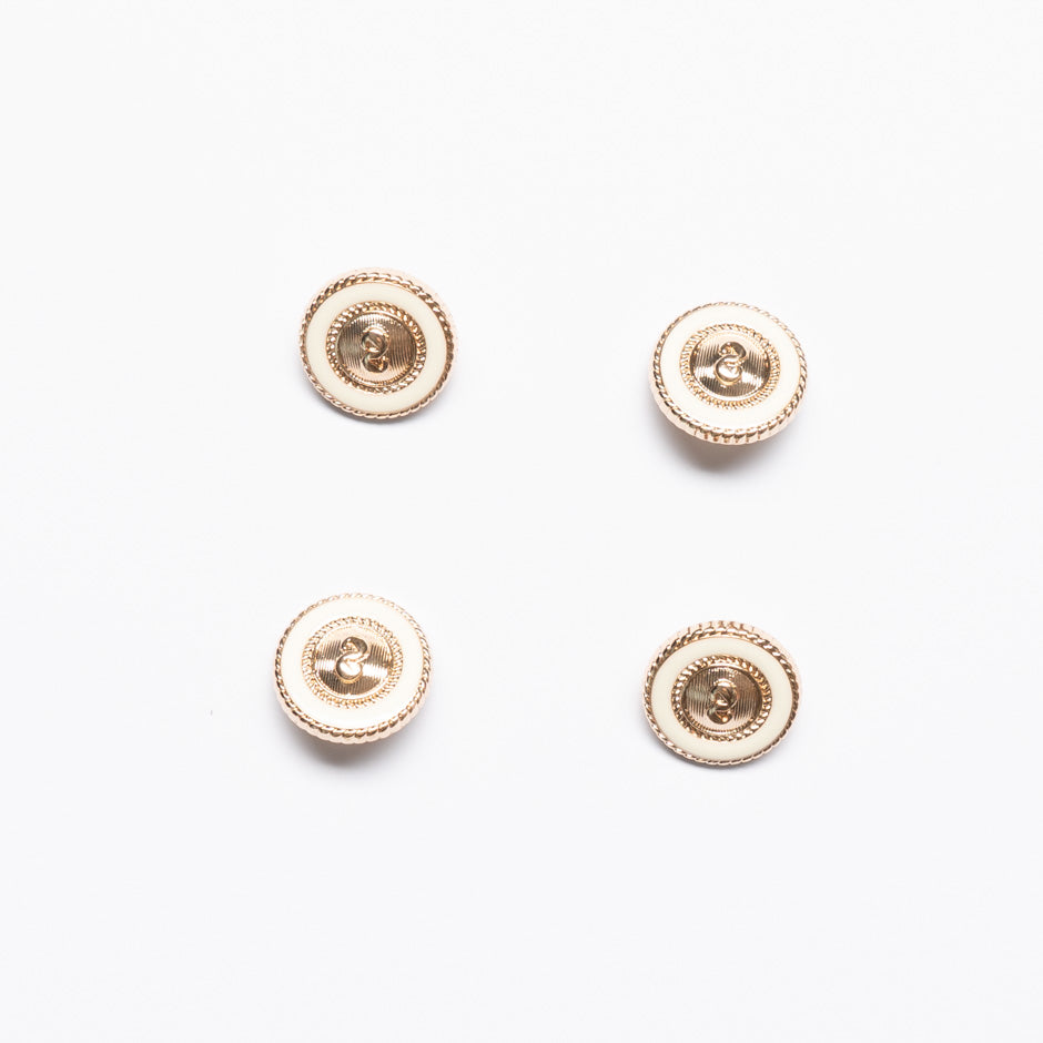 Small Cream Enamel Round Gold Button