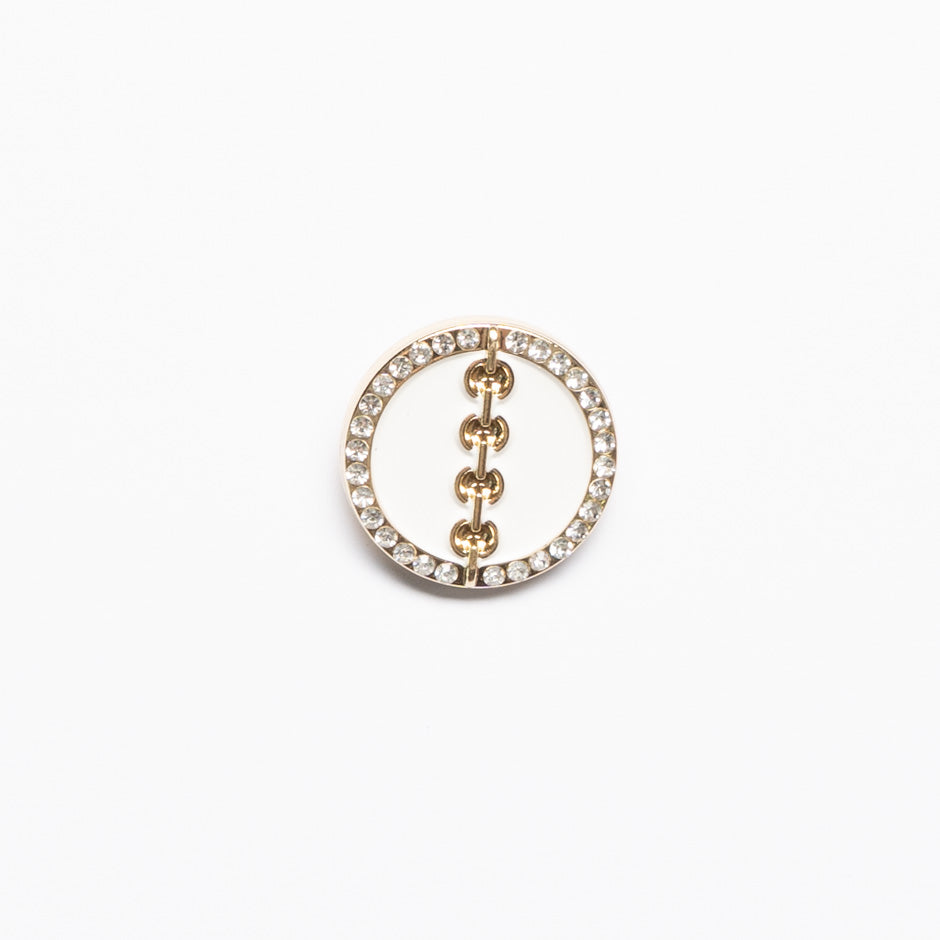 Cream Enamel Round Gold Button