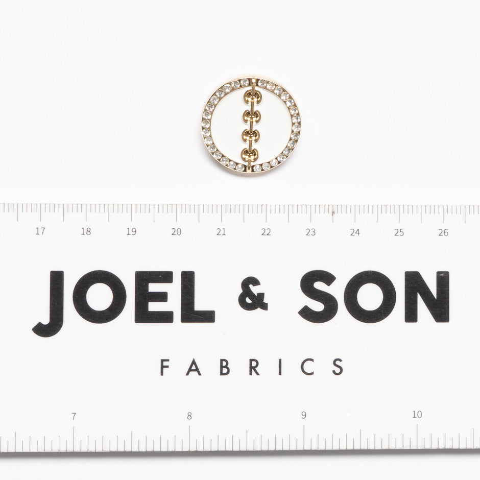 Cream Enamel Round Gold Button