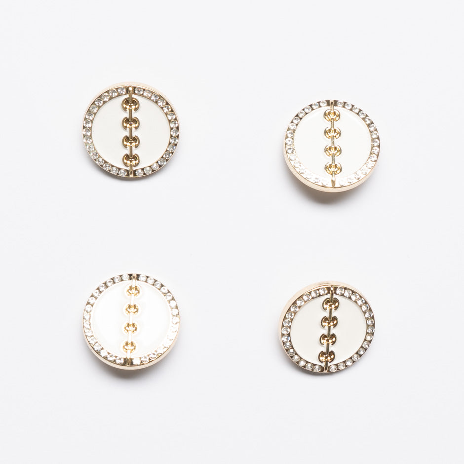 Cream Enamel Round Gold Button