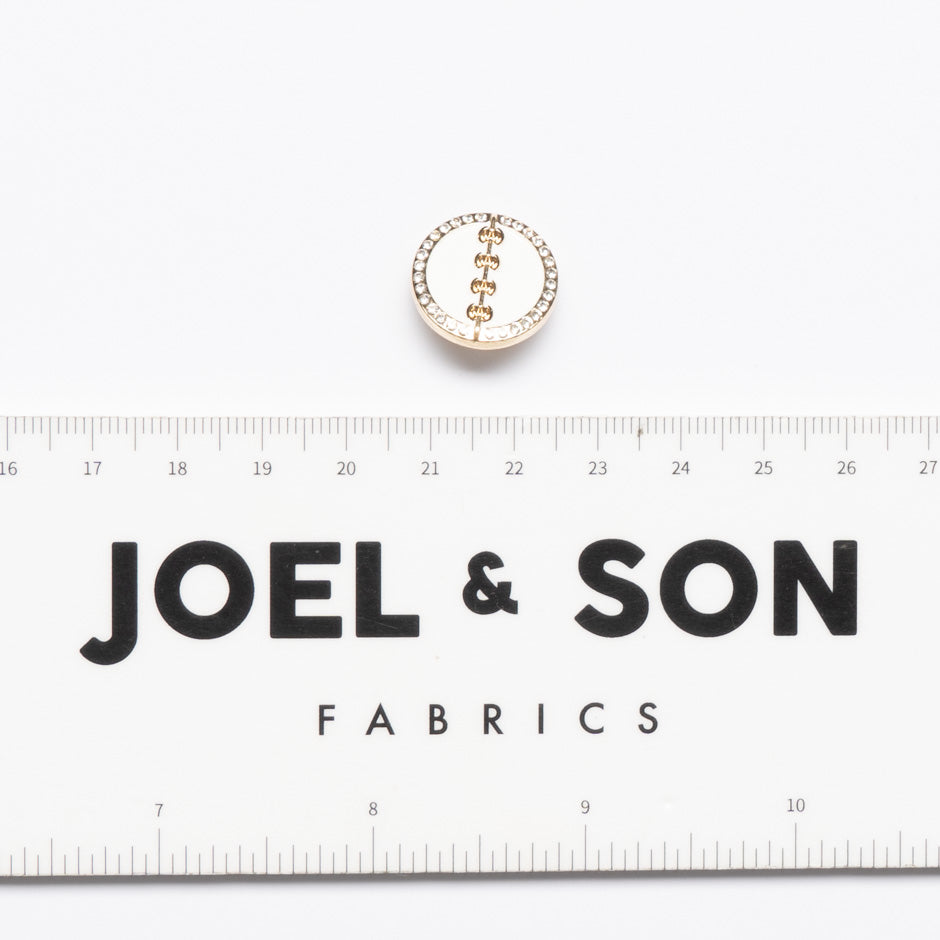 Small Cream Enamel Round Gold Button