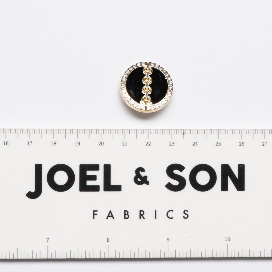 Black Enamel Round Gold Button