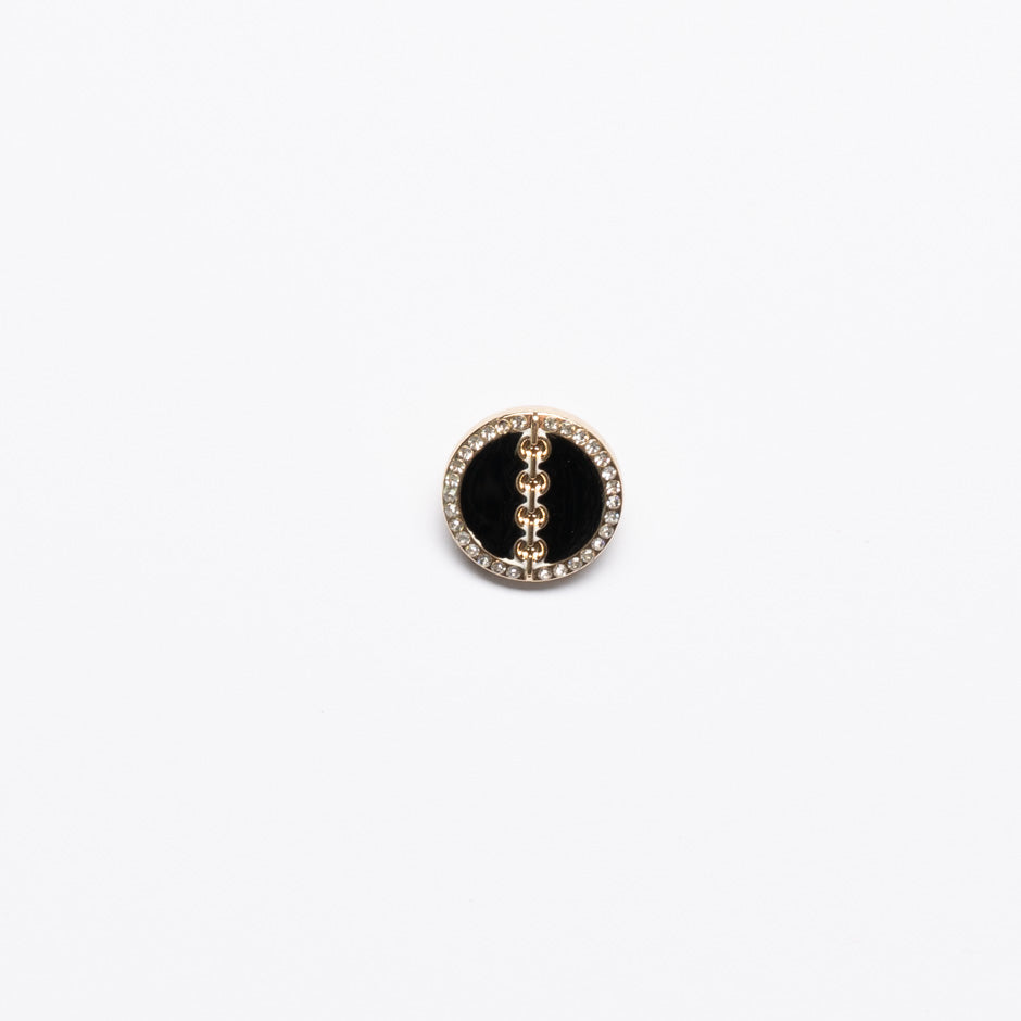 Small Black Enamel Round Gold Button