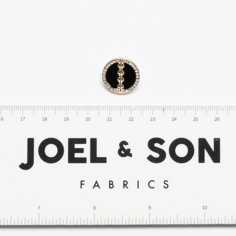 Small Black Enamel Round Gold Button