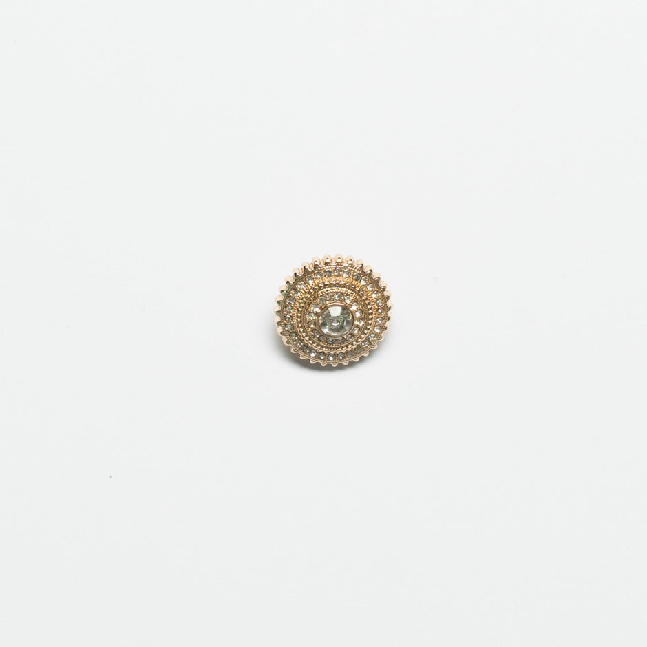 Small Round Gold Multi Diamanté Button