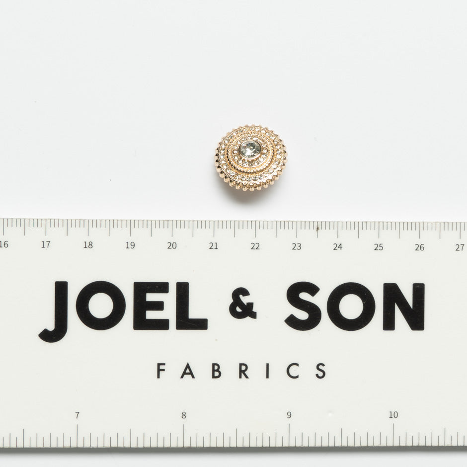Small Round Gold Multi Diamanté Button