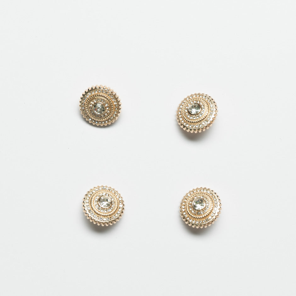 Small Round Gold Multi Diamanté Button