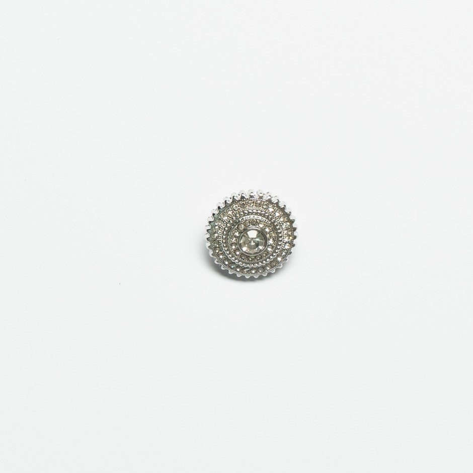 Small Round Silver Multi Diamanté Button