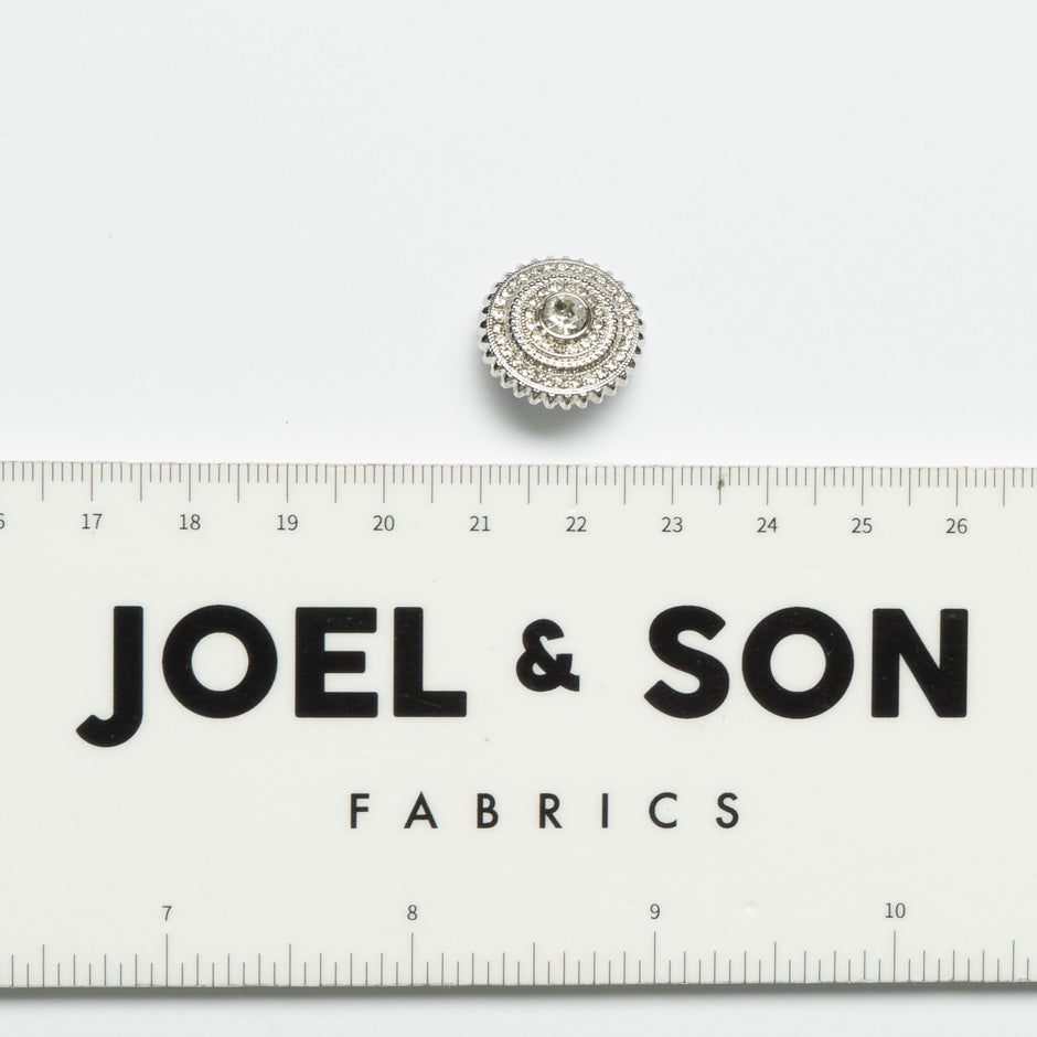 Small Round Silver Multi Diamanté Button