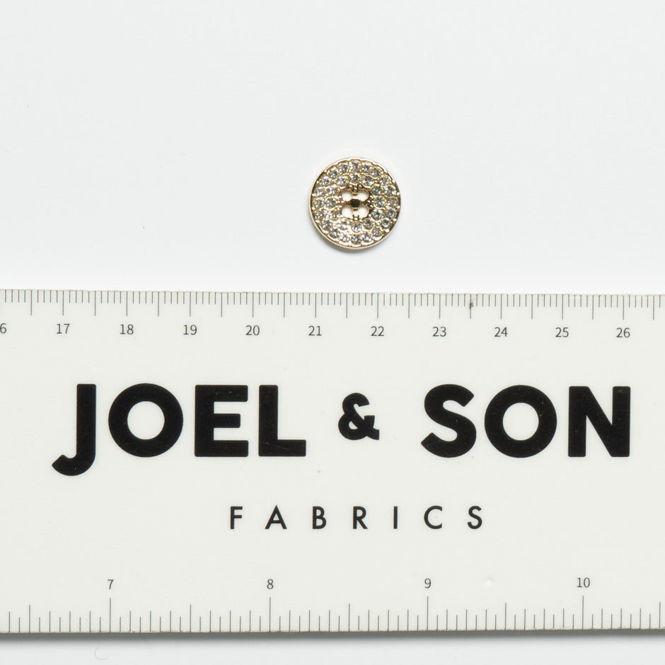 Small Diamanté Covered Gold Coloured Button