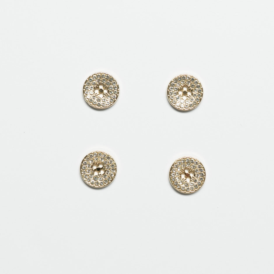 Small Diamanté Covered Gold Coloured Button