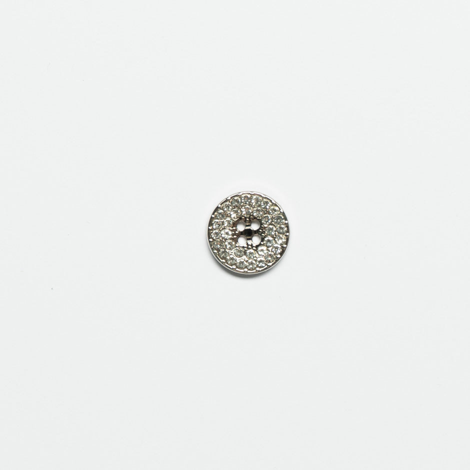 Small Diamanté Covered Silver Coloured Button