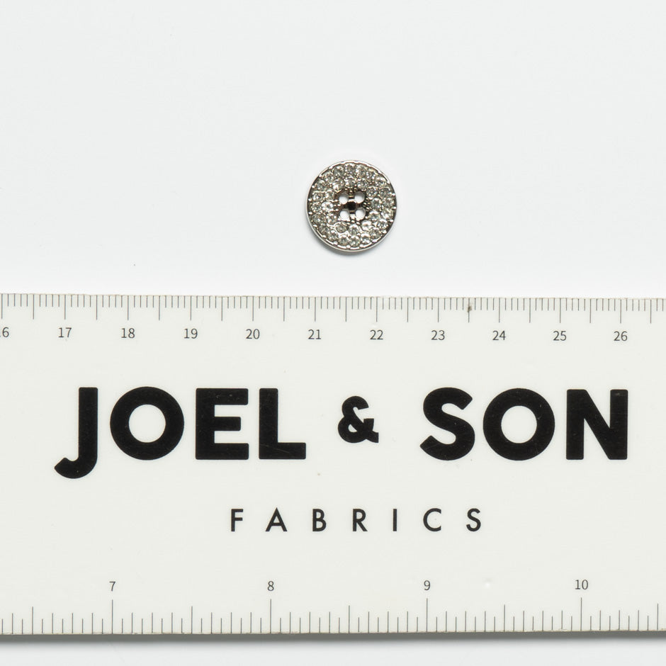 Small Diamanté Covered Silver Coloured Button