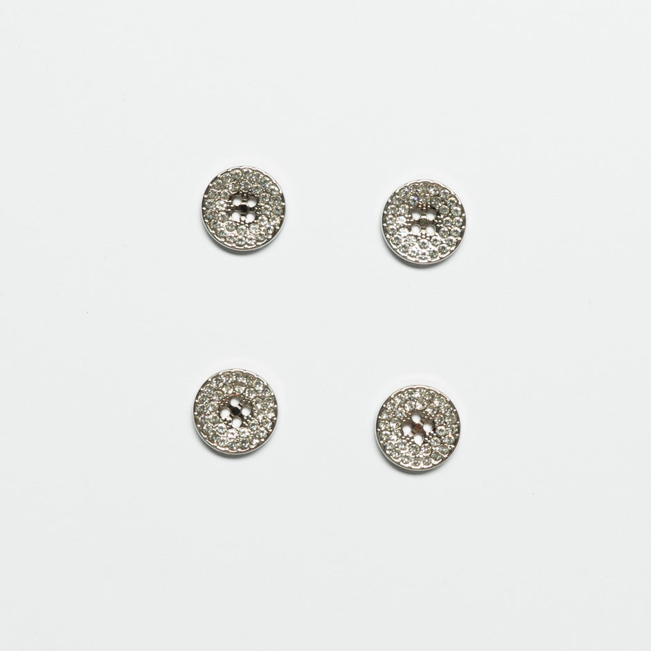 Small Diamanté Covered Silver Coloured Button