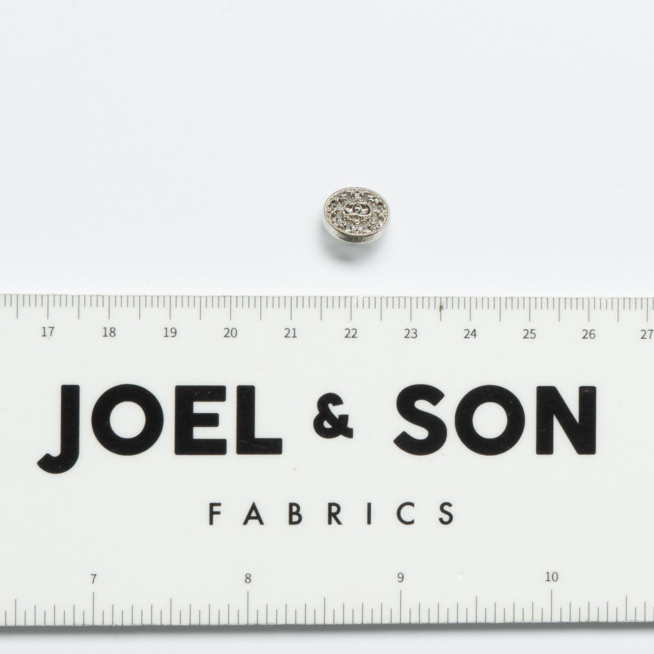 Mini Diamanté Silver Coloured Button