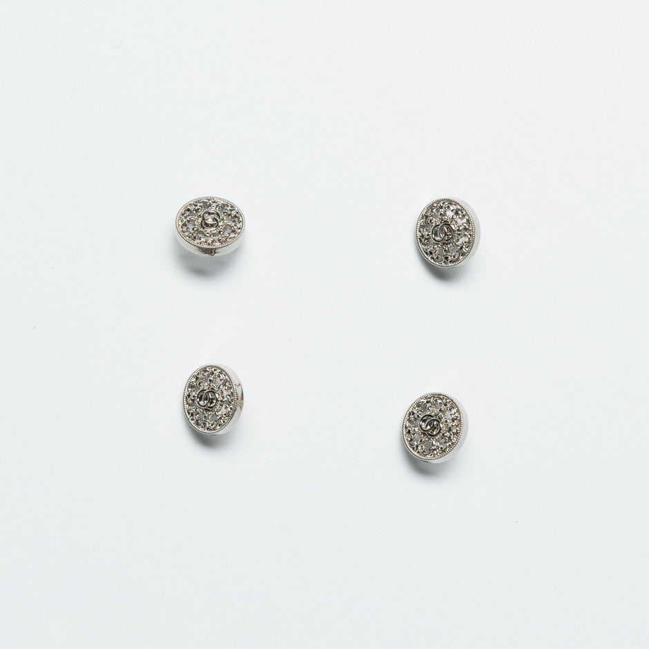 Mini Diamanté Silver Coloured Button