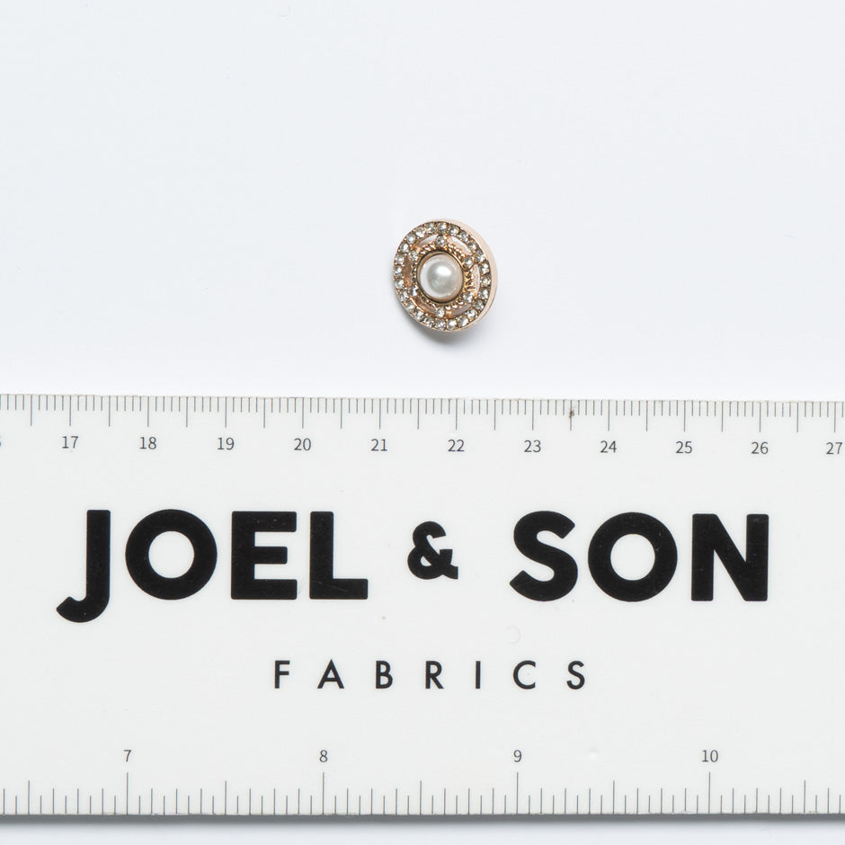 Small Pearl & Diamanté Round Button