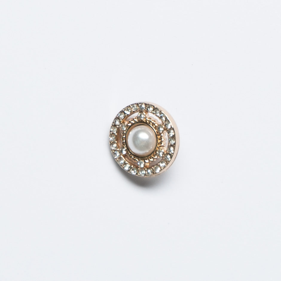 Small Pearl & Diamanté Round Button