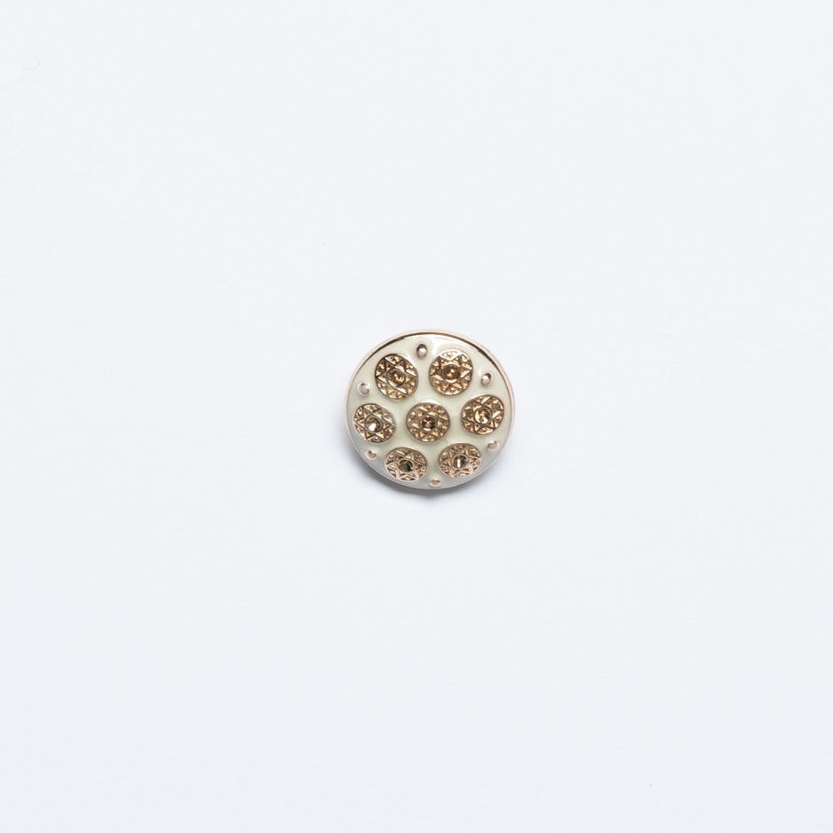 Small Gold Star & Cream Enamel Round Button