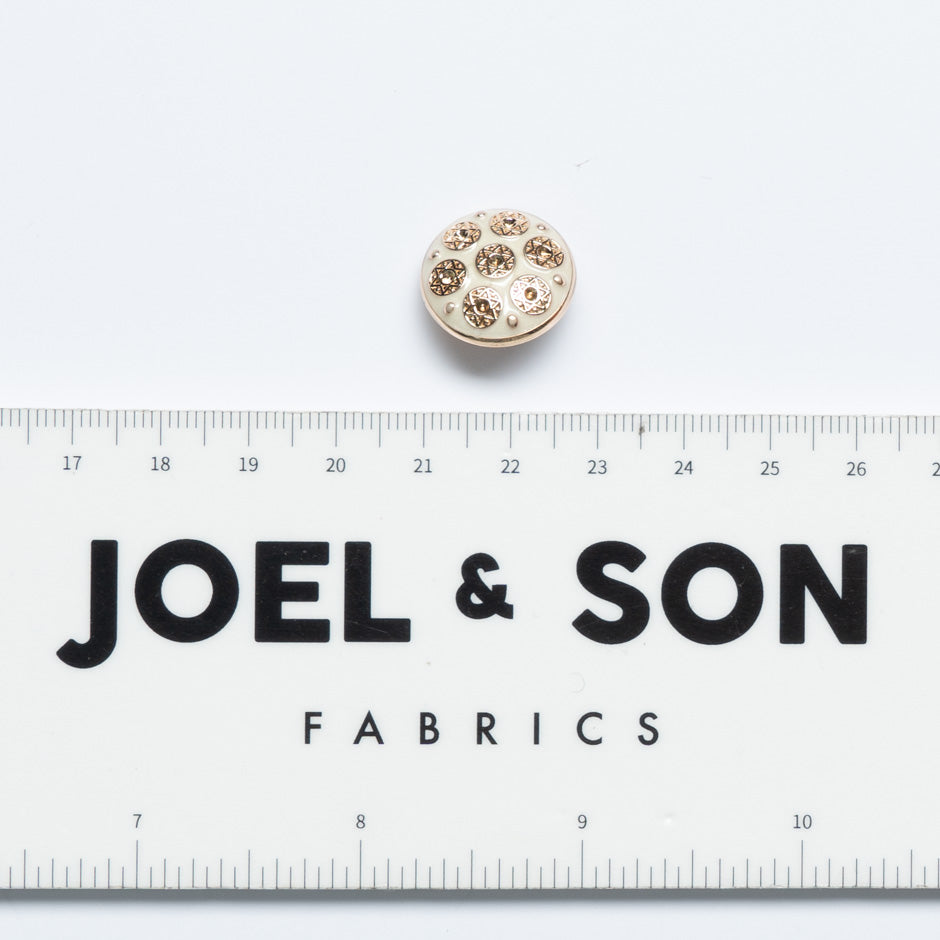Small Gold Star & Cream Enamel Round Button