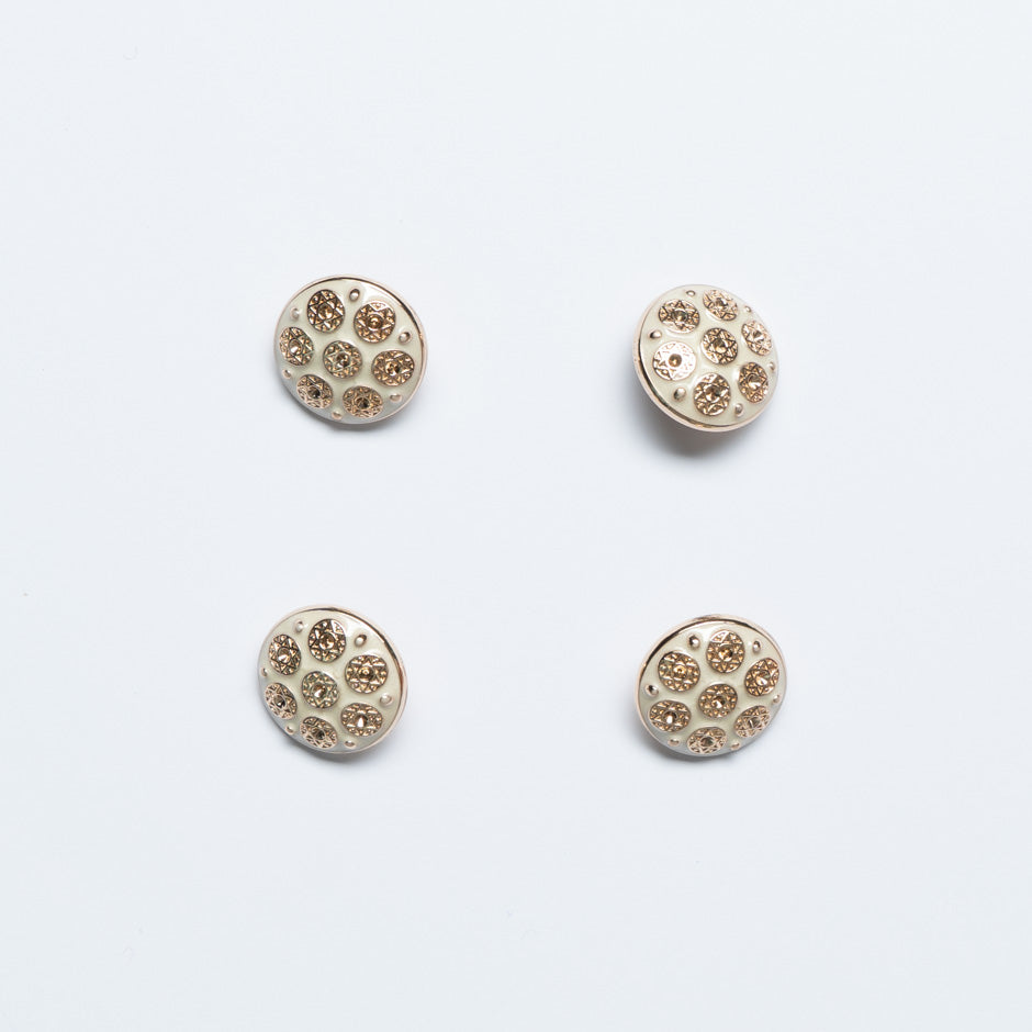 Small Gold Star & Cream Enamel Round Button