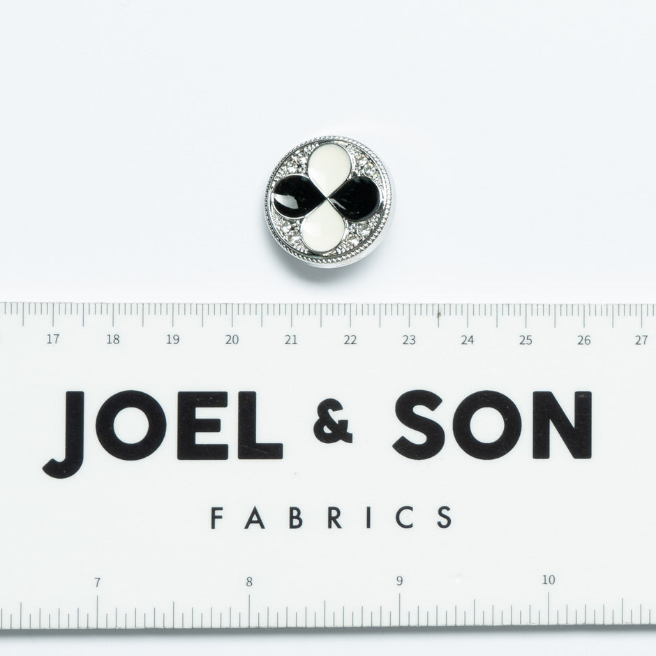 Black & Ivory Enamel & Diamanté Button