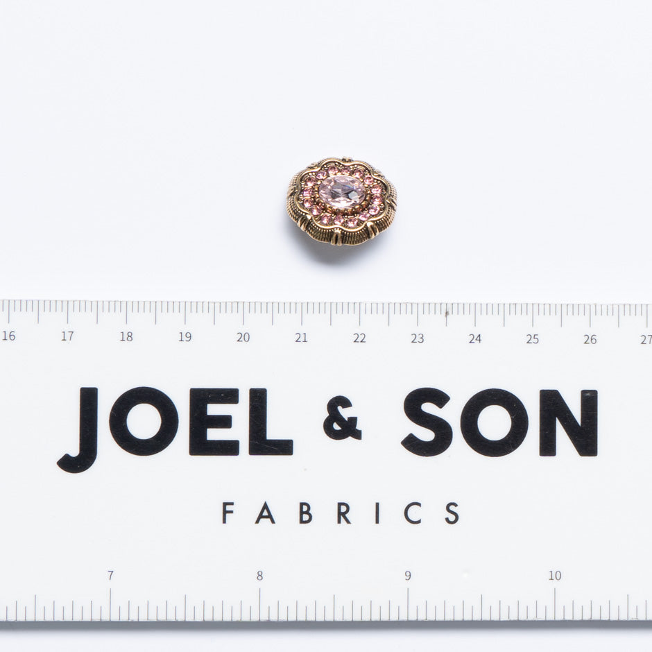 Small Pink Diamanté Centred Button