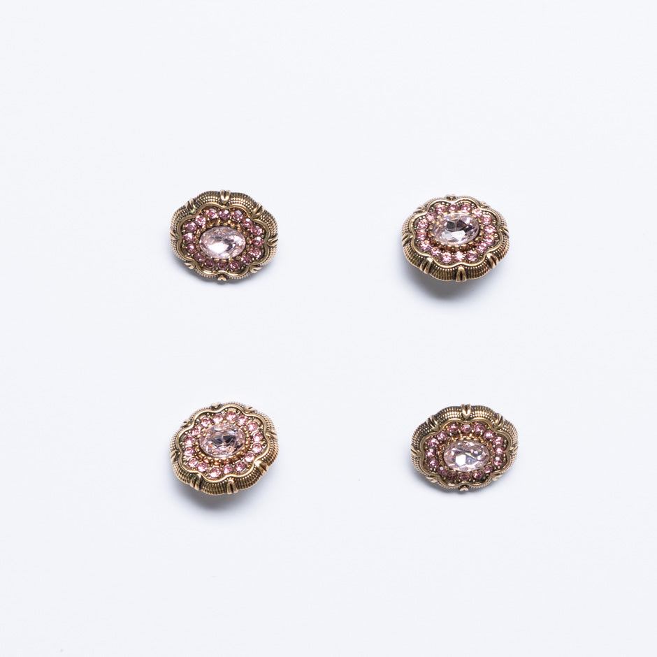 Small Pink Diamanté Centred Button