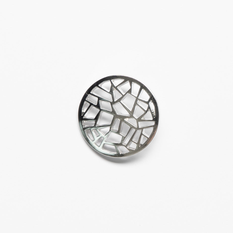 Large Silver Coloured Abstract Button