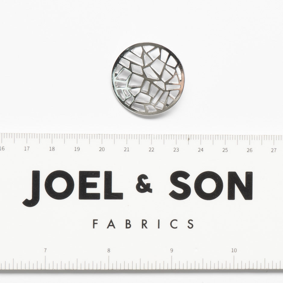 Large Silver Coloured Abstract Button