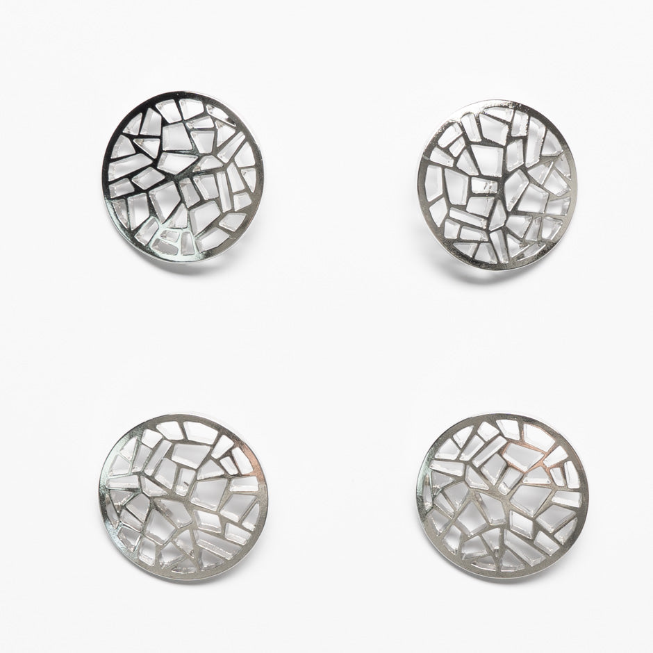 Large Silver Coloured Abstract Button