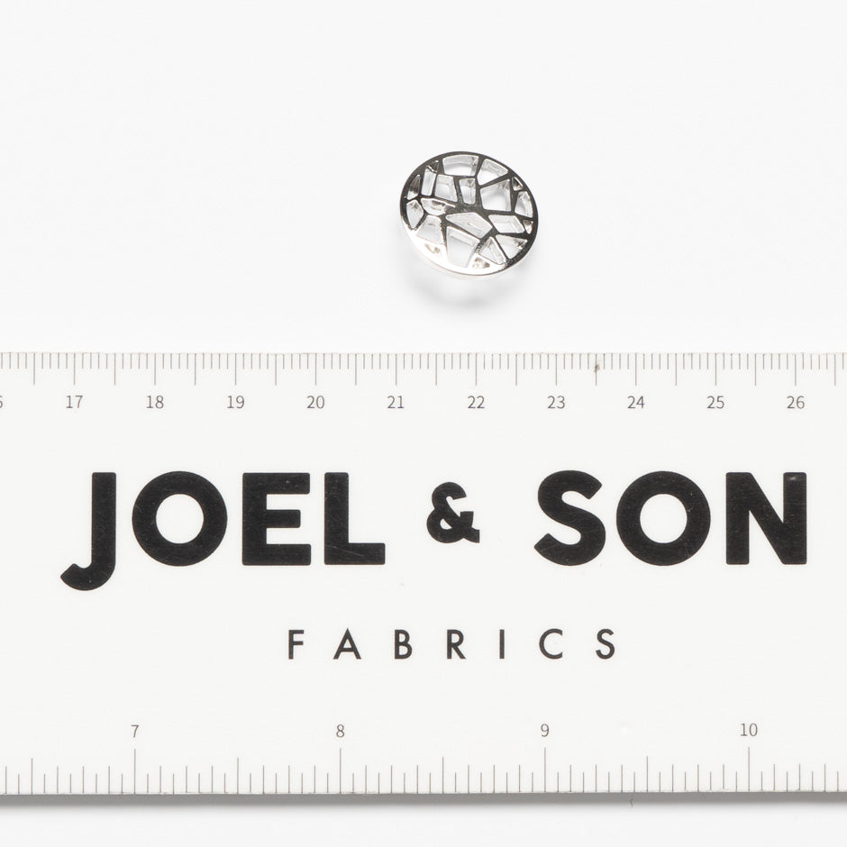 Small Silver Coloured Abstract Button
