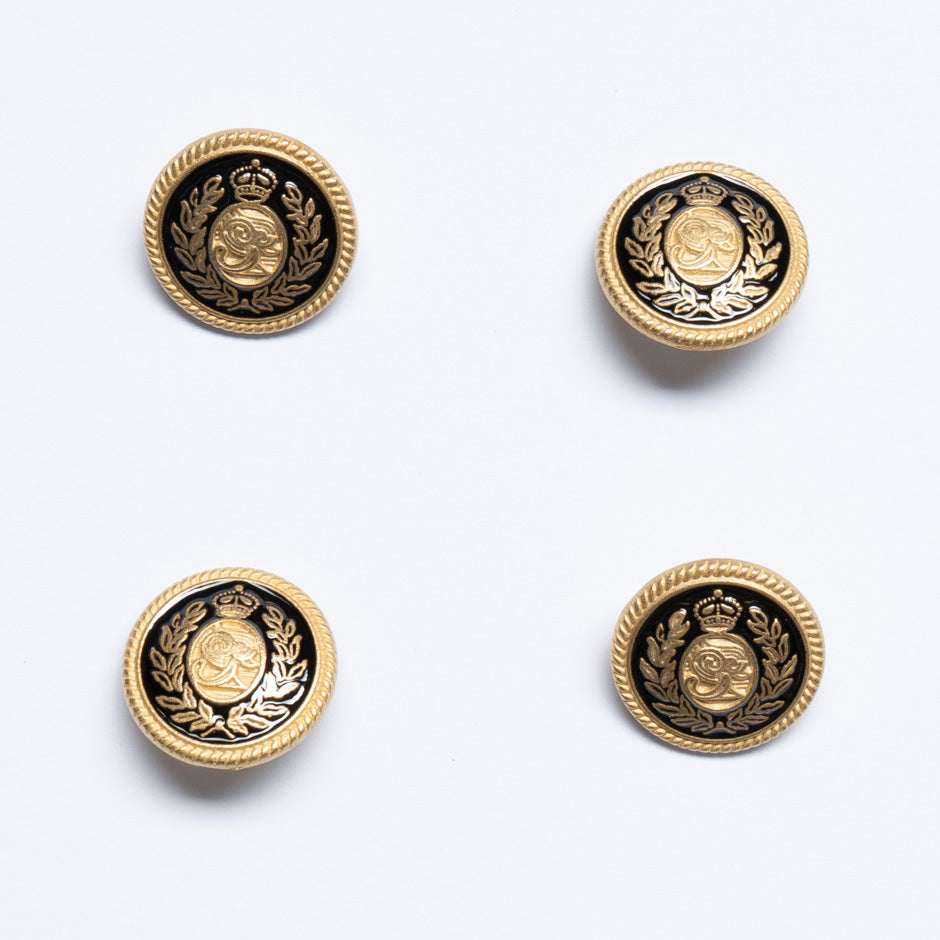 Black & Gold Toned 'Crest' Jacket Button