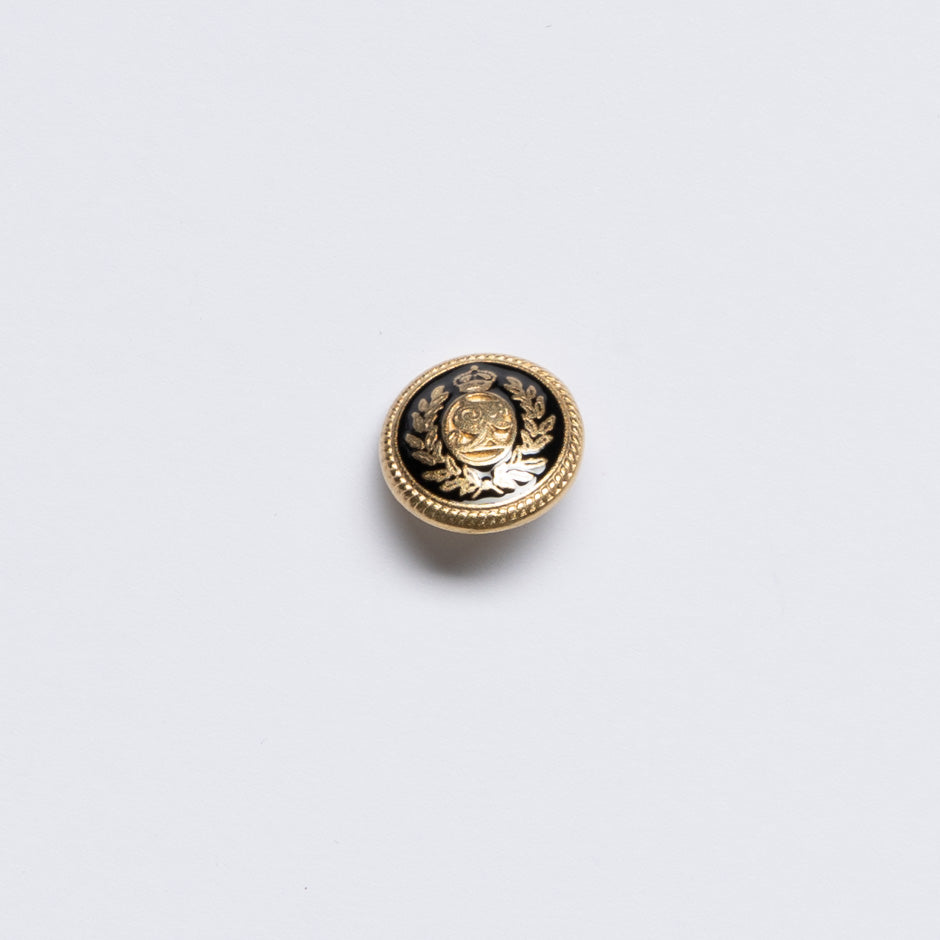 Small Black & Gold Toned 'Crest' Jacket Button