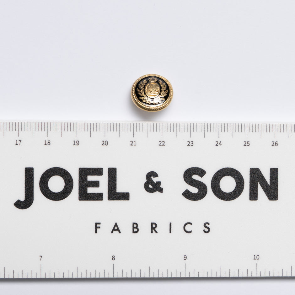Small Black & Gold Toned 'Crest' Jacket Button