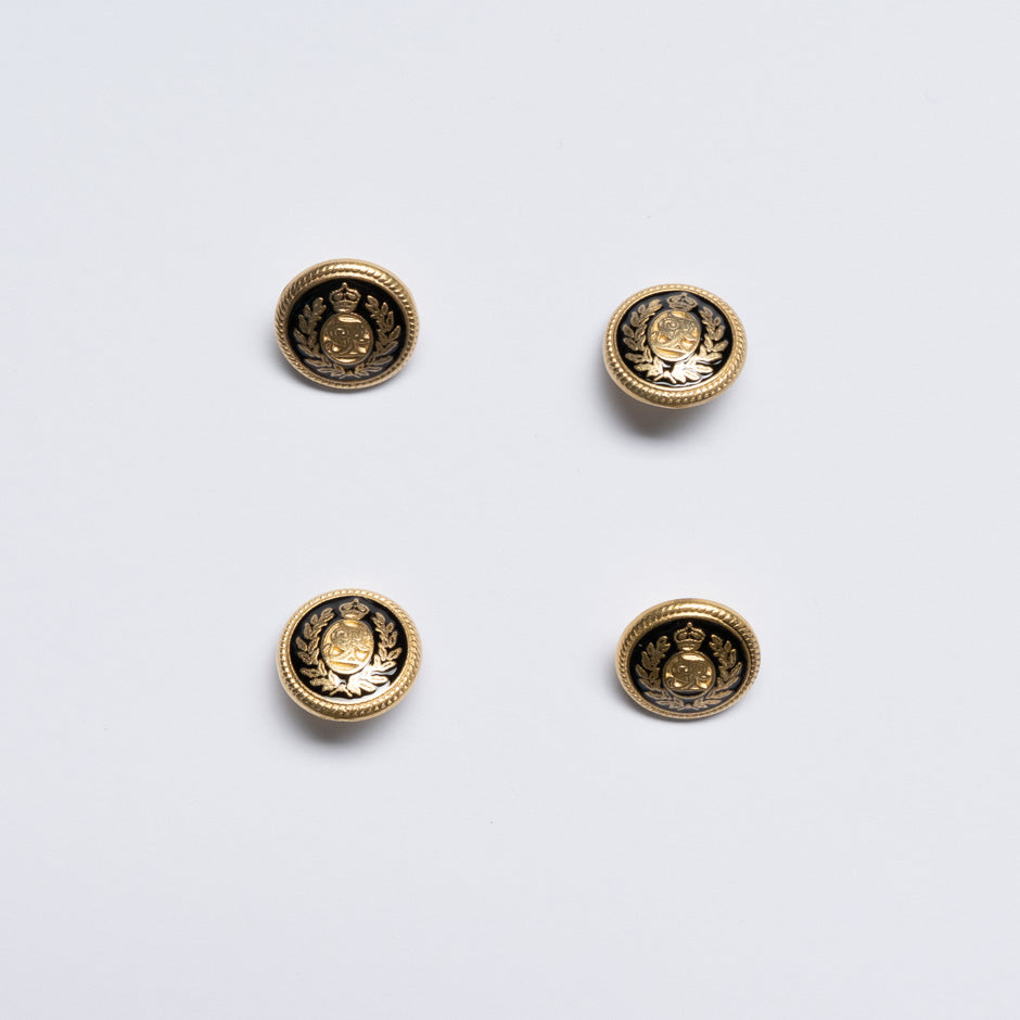 Small Black & Gold Toned 'Crest' Jacket Button