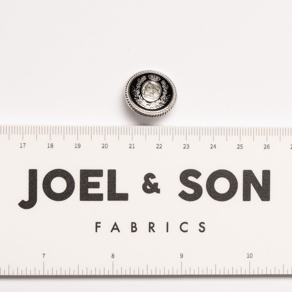 Black & Silver 'Crest' Jacket Button